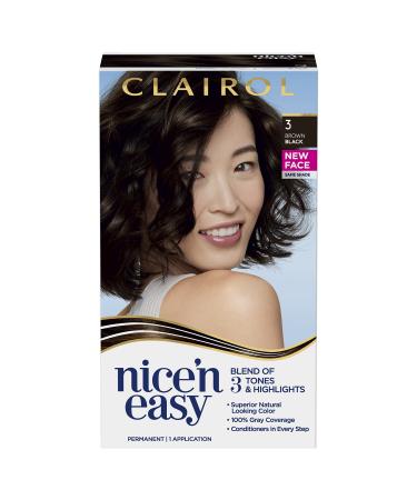 Clairol Nice'n Easy Permanent Hair Dye  3 Brown Black Hair Color  Pack of 1 3 Brown Black 6.26 Fl Oz (Pack of 1)