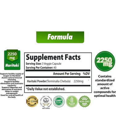 Organic India Haritaki Capsules 2250MG - Rejuvenation, Digestion Support, Non-GMO, Vegan - 120 Caps - Buy Online on GoSupps.com