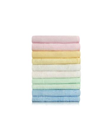 100% Bamboo Fiber Fade-Resistant Super Soft and High Absorbent Multi-Purpose Fingertip Towels  8 Washcloths Face Cloths (10inch x 10inch).8Pieces