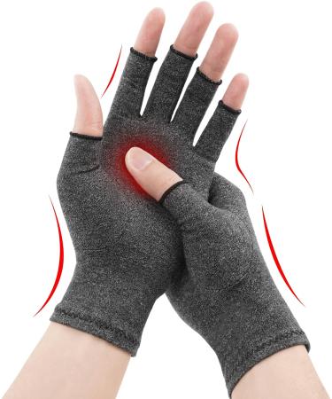 ACWOO Arthritis Relief Compression Gloves - Fingerless Design for Men & Women, Size L, Grey - Buy Online on GoSupps.com