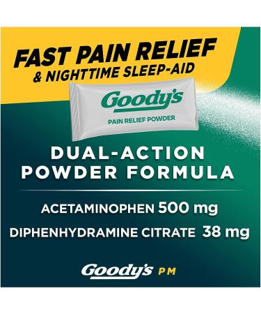 Goody's PM Nighttime Pain Relief Powder Dissolve Packs - 6 Individual Packets, 12 Pack - for Sleeplessness and Pain Relief - Buy Online on GoSupps.com