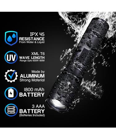 ZASHMART UV Torch 87MM L 9LED Torch 395 NM Black Flashlight Powerful UV Light Pets Urine Detector 26MM Dia Ultraviolet Light Cat Dog Bed Dry Urine Detector (Pack of 5) (2 Modes Zoom Torch) - Buy Online on GoSupps.com