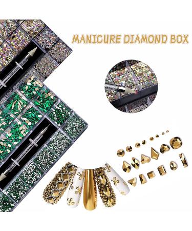 Bomden 1000 Diamonds Nail Art Jewelry Set - 20 Shapes of Flat Glass Crystals - Manicure Rhinestones (#10 White Diamond) - Buy Online on GoSupps.com