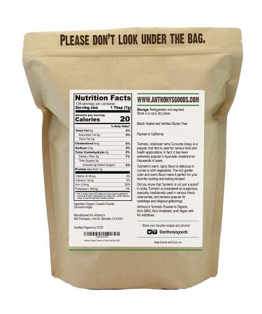 Anthony's Organic Turmeric Root Powder 2lb - Gluten Free & Non GMO - Buy Online on GoSupps.com