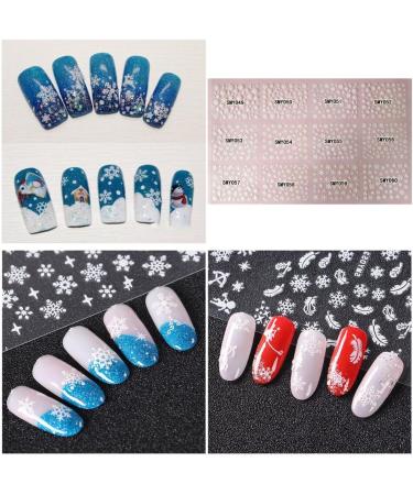 Frcolor 12 Sheets 3D Nail Stickers Christmas Snowflake Nail Art Stickers Nail Art Slices Glitters DIY Decorations - Buy Online on GoSupps.com