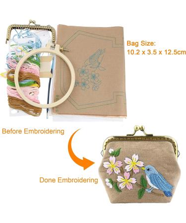 MITUKIYOUNG Embroidery Coin Purse Kit for Beginners - Birds Pattern DIY Wallet/Purse with Hoops & Tools - Buy Online on GoSupps.com