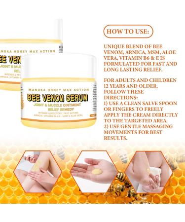 Bee Venom Cream Joint Gel Bone Professional Bee Venom Joint & Bone Cream Suitable for Back Knee Hands Neck Feet 4 Fl Oz (Pack of 1) - Buy Online on GoSupps.com