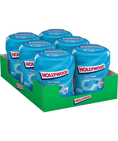 Hollywood Chewing Gum Ice Fresh Mint Sugar Free with Sweeteners - 6 Boxes of 60 Dragees (87g)