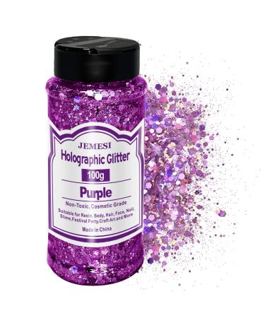 HOLOGRACHIC Chunky Glitter purple 100g chunky sequins glitter craft glitter for resin face nail body slime festival party art - Buy Online on GoSupps.com