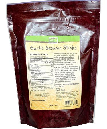 Now Foods Garlic Sesame Sticks 9 oz - Crunchy Snack for Healthy Living - Buy Online on GoSupps.com