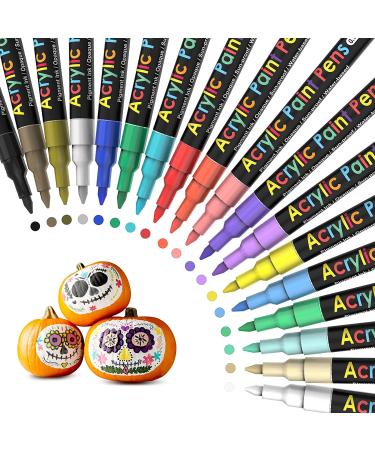 JR.WHITE Acrylic Paint Pens Paint Markers for Rock Painting Canvas Wood  Glass Fabric Metal Plastic Arts Crafts Easter Eggs Pumpkin Scrapbooking  Supplies Graffiti Markers for Adults Kids 12
