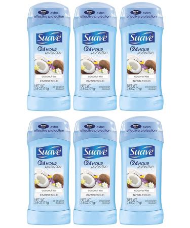 Suave Deodorant 2.6 Ounce 24Hr Coconut Kiss Invisible Solid (76ml) (6 Pack) - Buy Online on GoSupps.com