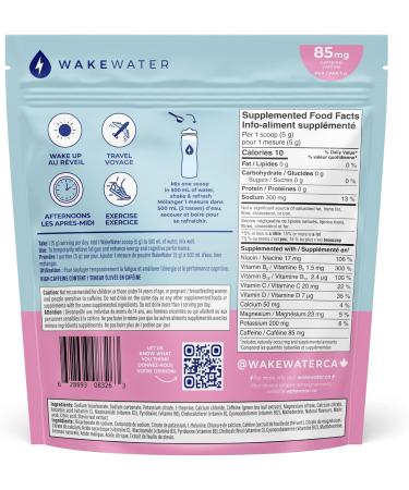 WakeWater Plus Energy Powder | Raspberry Lemonade | Vitamins and Electrolytes | Natural Green Tea Caffeine | No Sugar or Artificial Sweetener |140g (28 servings) - Buy Online on GoSupps.com