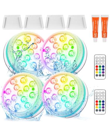Czemo pool lighting underwater light pool 4 pieces magnetic LED pool light with remote control IP68 LED waterproof for pool pond aquarium lighting - Buy Online on GoSupps.com