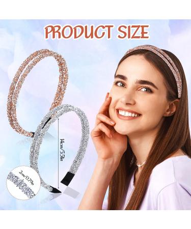 Wincredulous 2 Pieces Crystal Side Glitter Rhinestone Headbands Non-slip Crystal Rhinestone Headbands for Women Girl Shiny Imitation Diamond Crystal Hoop Headband for Wedding Birthday Daily Decor - Buy Online on GoSupps.com