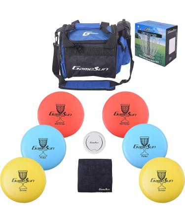 Disc Golf Starter Set with 6 Discs, Marker, Towel & Bag - Blue Fairway Driver - Buy Online on GoSupps.com