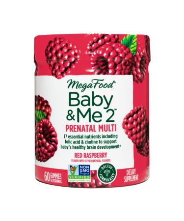 MegaFood Baby & Me 2 Prenatal Multivitamin Red Raspberry 60 Gummies