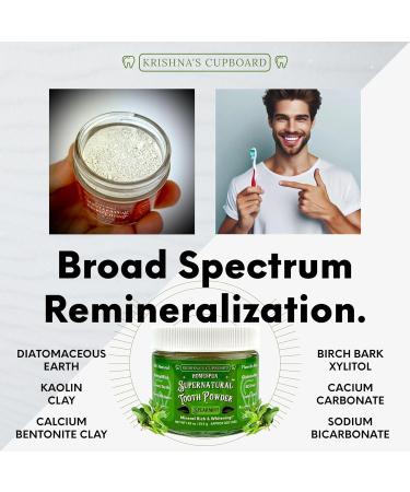 Krishna's Cupboard Supernatural Organic Tooth Cleaning Powder - All-Natural Stain Remover & Teeth Whitener Fluoride-Free Vegan Toothpaste (Spearmint 1.25 oz - Buy Online on GoSupps.com