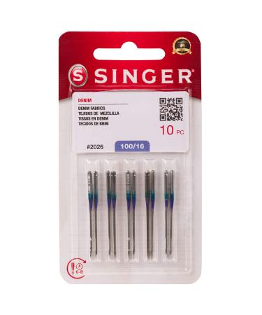 SINGER 2026 Denim Machine Needles, Size 100/16 - 10-Pack