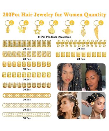 280 Pieces of Hair Accessories for Women | Dreadlock & Braid Jewelry | Adjustable Golden Hair Wrap Rings - Buy Online on GoSupps.com