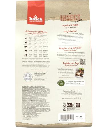 bosch Animal Nutrition HPC Insect Adult Tapioca and Apples Dry food for adult dogs of all breeds 1 x 2.5 kg - Buy Online on GoSupps.com