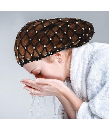 MTLEE 2-Piece Crochet Hair Net Snoods for Women with Pearl Embellishment - Black Gray - Buy Online on GoSupps.com
