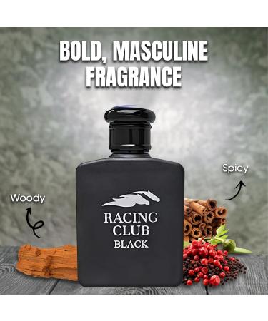 Racing Club Black Sensual Woody Fragrance for Men | Long Lasting Cologne Aromatic Scent Eau de Parfum Natural Spray - Great Holiday Gift 3.4 Fl Oz/100 Ml - Buy Online on GoSupps.com