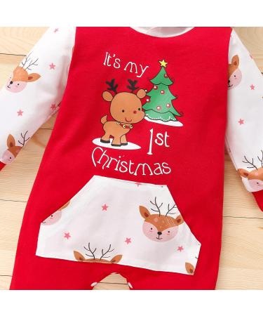 Loalirando Baby Christmas Romper Jumpsuit | My First Xmas Outfit for Newborn | Red 0-3 Months - Buy Online on GoSupps.com