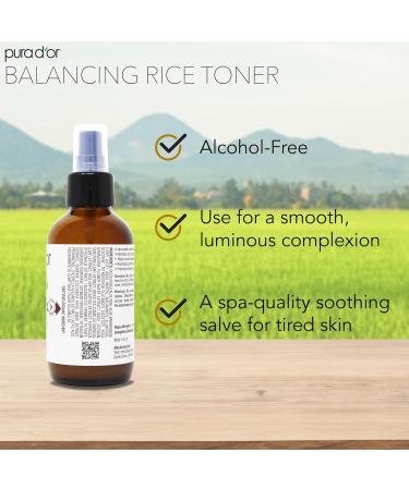 PURA D'OR 3.38 Oz Rice Water Balancing Facial Toner - Hydrating & Soothing Formula with Natural Extracts - Skin Texture Support for Radiant Skin - Alcohol-Free - Travel Size 3.38 Fl Oz (Pack of 1) - Buy Online on GoSupps.com