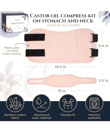 Vikingl Castor Oil Pack - Organic Cotton Hot Water Bottle for Pain Relief & Liver Detox | Body Compress Set for Stomach & Neck - Buy Online on GoSupps.com
