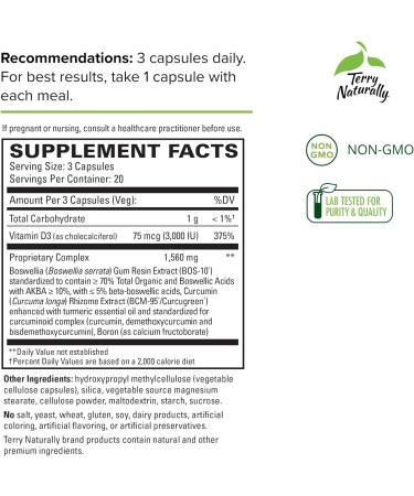 Terry Naturally Healthy Knees & Joints - Curcumin & Boswellia Complex - 60 Capsules - Promotes Flexibility & Mobility - Gluten-Free - Buy Online on GoSupps.com