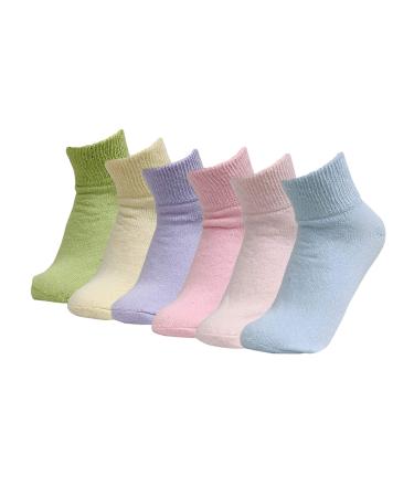 ultradry Diabetic Socks for Men and Women - 6 Pairs Seamless Non Binding Socks Neuropathy Socks Pastels Ankle Medium