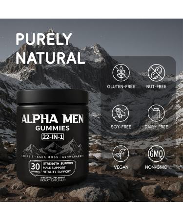 Alpha Gummies for Men with Shilajit Sea Moss Ashwagandha Manuka Honey + 22 in 1 Ingredients All Natural Support Overall Health & Wellness Advanced Formula 30 Gummies (1) - Buy Online on GoSupps.com