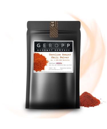 Geropp-Gourmet Carolina Reaper Chili powder in the aroma bag 50g |Sharpest chilli in the world: approx. 1.5 million Scoville |Spice for grilling cooking |Feurig-Schauf |Gift idea bag (50 g)