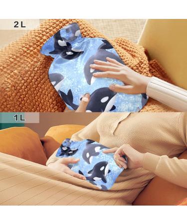 Whales Hot Water Bottle 2L - Large BPA-Free with Cover | Pain Relief for Bed Hands & Feet - Buy Online on GoSupps.com