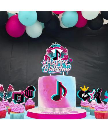 Music Birthday Cake Topper 25pcs Music Cupcake Toppers for Girl'S Music Karaoke Themed Cake Decorations Music Tok Party Birthday Supplies Celebration Favor - Buy Online on GoSupps.com