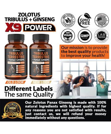 Tribulus Terrestris & Panax Ginseng 9200mg Capsules | 3 Months Supply | Energy & Stamina Booster for Men & Women - Buy Online on GoSupps.com