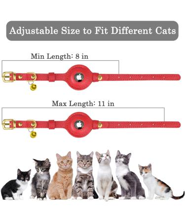 Oopsdoggy Airtag Cat Neck Band - Durable Leather GPS Collar with Bells for Cats & Small Dogs | Red Pet Accessory - Buy Online on GoSupps.com