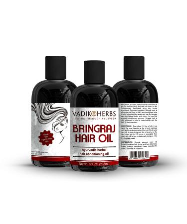 Vadik Herbs Bhringraj Hair Oil (8 oz) - Herbal Hair Growth & Conditioning Oil for Hair Loss, Balding, Thinning, Beard Growth, Scalp Treatment - Buy Online on GoSupps.com