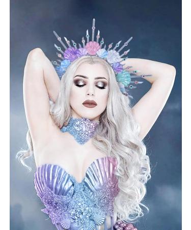 JeVenis Silver Shell Headband and Accessories Silver Halo Crown Hairpiece Mermaid Hair Band Hair Band with Spikes - Buy Online on GoSupps.com