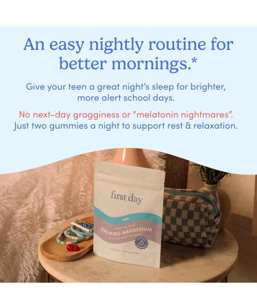 First Day Teens Nighttime Reset Calming Magnesium Gummies Sleep Aid Supports Peaceful Rest Balanced Mood & Energy Supplement with Magnesium Citrate Affron & No Melatonin 30-Day Supply 60 Count (Pack of 1) - Buy Online on GoSupps.com