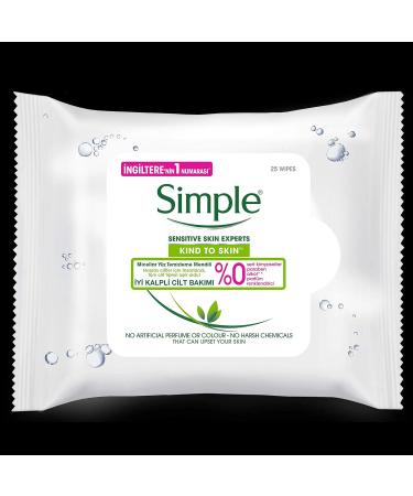 Simple Kind to Skin Micellar Remove Waterproof Make-up Cleansing Wipes for Sensitive Skin 25 Wipes - Buy Online on GoSupps.com