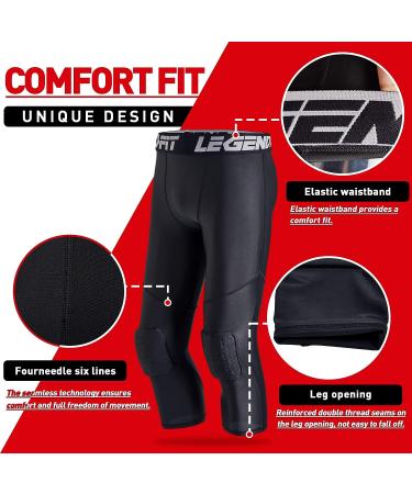 Legendfit Youth Boys Basketball Compression Pants with Knee Pads - Black, Small - Buy Online on GoSupps.com