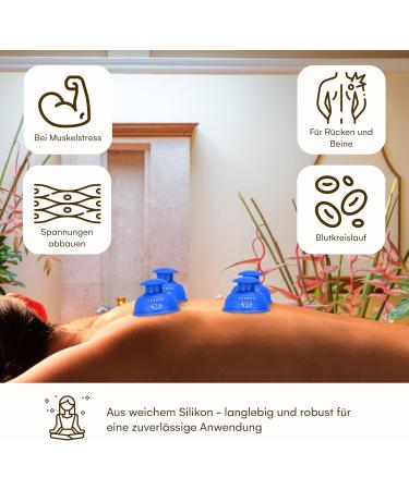 Purava Silicone Cupping Set for Fascia & Trigger Points - 4 Blue Suction Bells for Deep Tissue Massage Pain Relief & Improved Circulation (6.6x5.1cm) - Buy Online on GoSupps.com