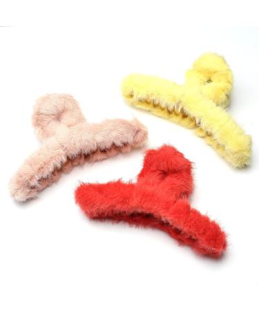 Winter Large Fluffy Hair Clip Beautiful Women's Hair Clip Headpiece Elegant Hair Accessory (Red) - Buy Online on GoSupps.com