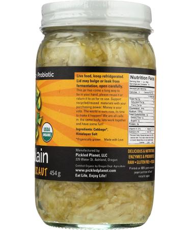 PICKLED PLANET Organic Raw Sauerkraut 16oz - 1lb (Pack of 1) | Fermented Cabbage Superfood - Buy Online on GoSupps.com