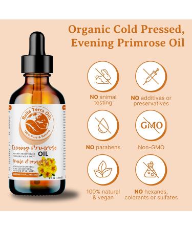 Bella Terra Oils Evening Primrose Oil. 120ml. 100% Pure. Cold-pressed. Unrefined. All Natural. Rich in GLA. Chemical-free. Soothes Dry Skin. Nourishes Skin & Hair. 120 ml (Pack of 1) - Buy Online on GoSupps.com