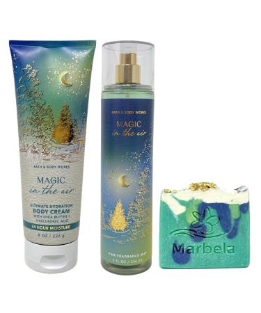 Bath & Body Works Magic In The Air Body Cream and Fragrance Mist Duo Set with an Aloe Vera Bar Soap - Full Size