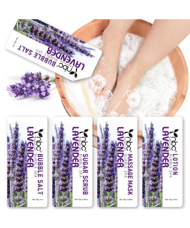 Spa Pedicure Kit, Pedicure Foot Soak Kit Foot Spa Treatment at Home Pedicure Foot Care Kit 4 in 1 with Foot Soak Bath Salt Foot Scrub Lotion for Dry Cracked Feet 1 set Lavender