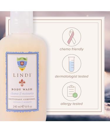 Lindi Skin Body Wash for Dry Itchy & Sensitive Skin - Gentle Non-Foaming Formula That Hydrates and Refreshes Your Body and Scalp - Relieves Painful Effects of Radiation Burn & Chemo Rash (8 fl oz) - Buy Online on GoSupps.com